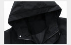 Windbreaker Herren Kapuzenjacke Reißverschluss Mantel Cargo Wasserdicht Schwarz Bomber Camping Loose Dünn Softshell Kapuzen-Wanderjacke