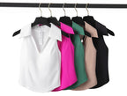 Ärmelloses Fitness-Yoga-Shirt Damen Sommer Slim Fit V-Ausschnitt Gym Lauftop Atmungsaktive Schnelltrocknende Sportbekleidung Workout Kleidung
