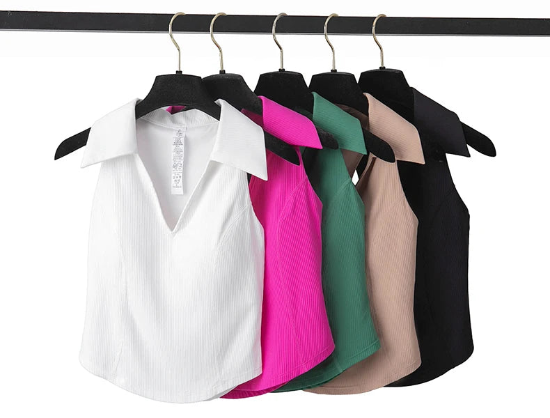 Ärmelloses Fitness-Yoga-Shirt Damen Sommer Slim Fit V-Ausschnitt Gym Lauftop Atmungsaktive Schnelltrocknende Sportbekleidung Workout Kleidung