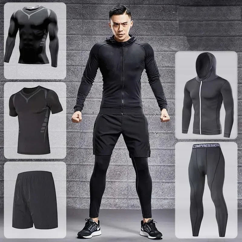 Herren Lauf-Trainingsanzug Fitness Sportbekleidungs-Set Kompressions-Leggings Sportkleidung Gym Enganliegende Jogginghose Rash Guard Lycra