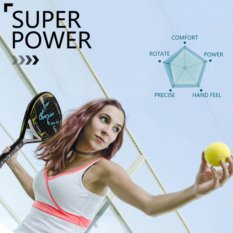12K Carbonfaser-Padel-Schläger | mit EVA Memory Foam Baumwolle | Neuer Prozess Caged Tennisschläger | Board Style Schläger Zweitbild