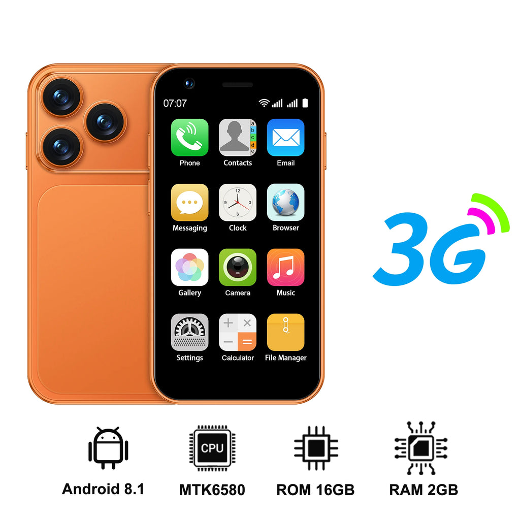 SERVO 18SE MINI Kleines Android Smartphone 3G WCDMA Dual SIM-Karte 2GB+16GB Play Store Wi-Fi Gesichtserkennung 3.0 Zoll Mini Smartphones