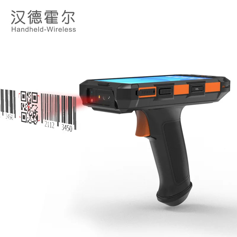 5,5 Zoll tragbares Handheld Android 13 PDAs RFID-Lesegerät Scanner Robustes Handheld Barcode-Lesegerät mit 8000mAh 64GB Octa Core WiFi NFC