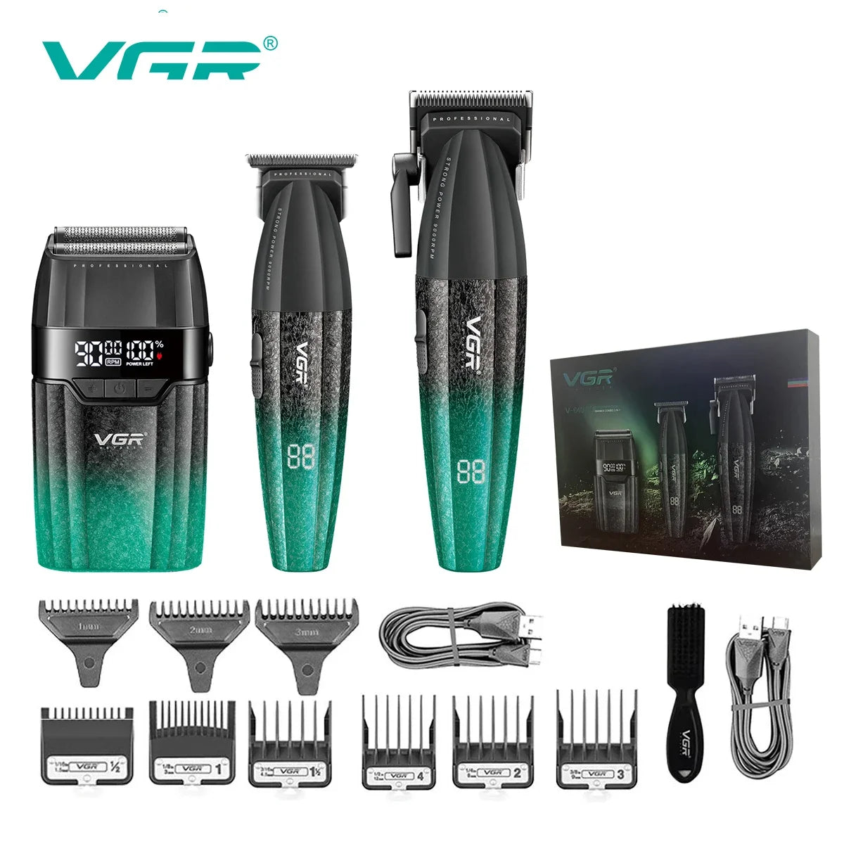 VGR Haarschneidemaschine Professionelle Haarschneidemaschine Gesichtsrasierer Friseurschere Barttrimmer Metalltrimmer für Herren V-003 V-906 V-308