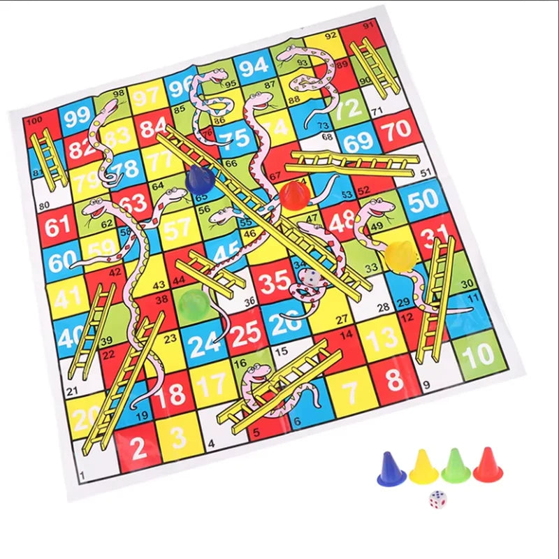 Schach Schlange Leiter Flug 38cm/14.96Zoll Pädagogisches Kinderspielzeug Interessantes Brettspiel Set Tragbares Flugschach Brettspiel