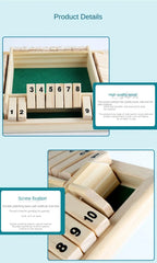 Holzwürfel-Brettspiel Shut The Box für 4 Spieler Klappen & Würfel Spiel Eltern-Kind Interaktion Familienunterhaltung