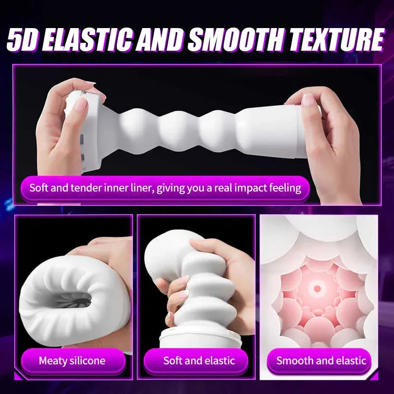 7 stoßende & vibrierende Stimulationsmodi, männlicher Masturbator Cup, realistischer 3D-Ärmel für männliche Masturbation, Penistraining, 18+