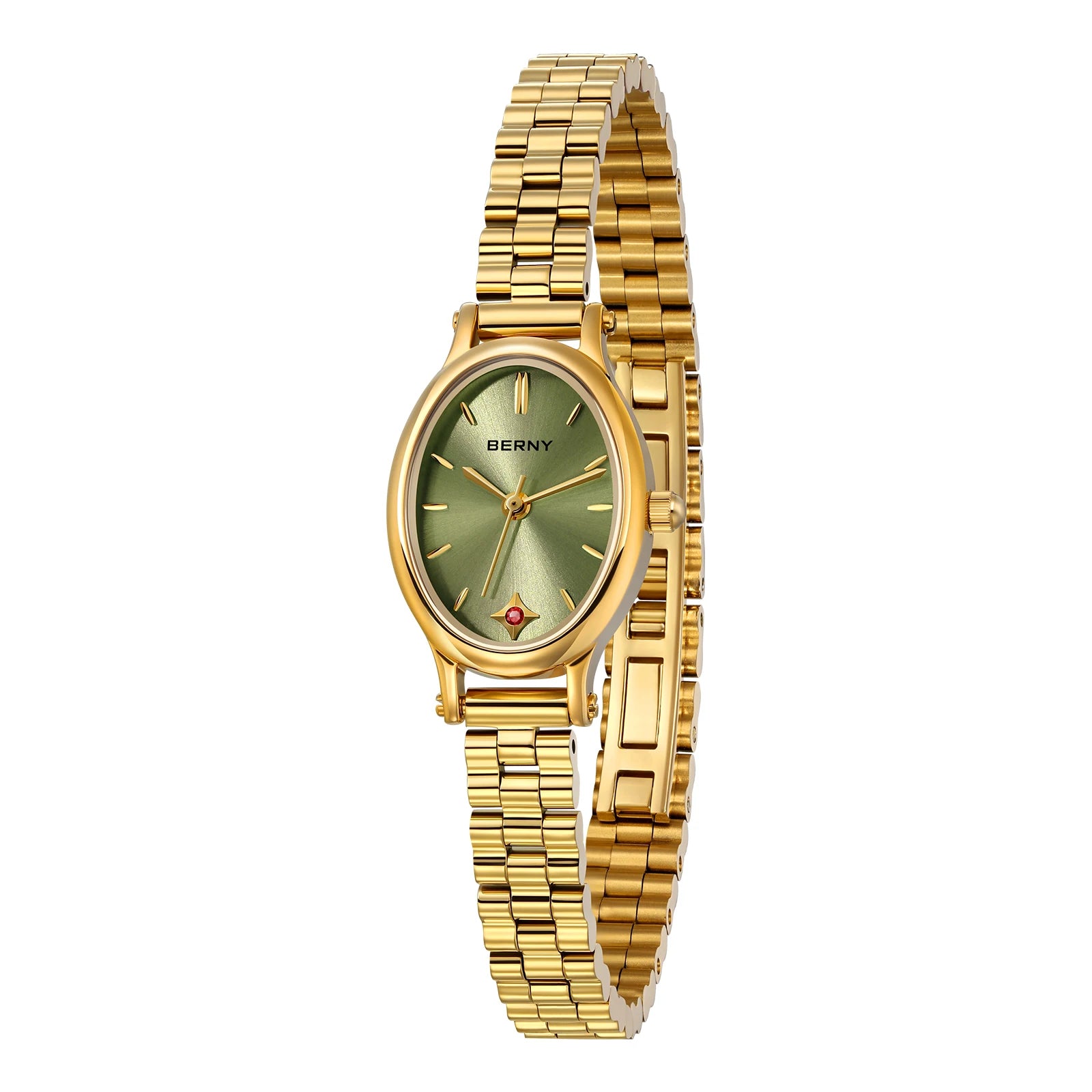 BERNY Gold Watch for Women Olive Green Quartz Jewelry Bracelet Casual Jewelry Women's Wristwatch Small Fashion Ladies Watches Hauptbild