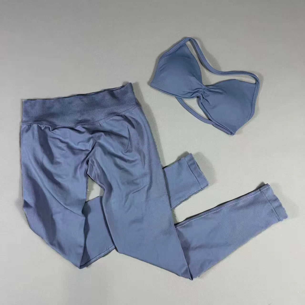UETEEY Set für Damen, Trägerloser Yoga-BH, Sport-Top, Workout-Leggings-Set, Nahtloses Fitnessstudio-Set, Fitnesskleidung, Outfit, Activewear