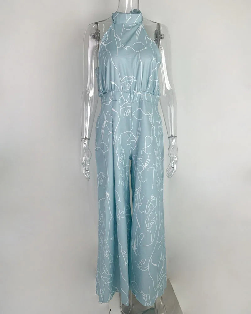 Sexy ärmelloser Jumpsuit Büro-Dame Frühling Sommer Mode Lässige schulterfreie bedruckte Jumpsuits für Frauen 2024 Einteiler Strampler