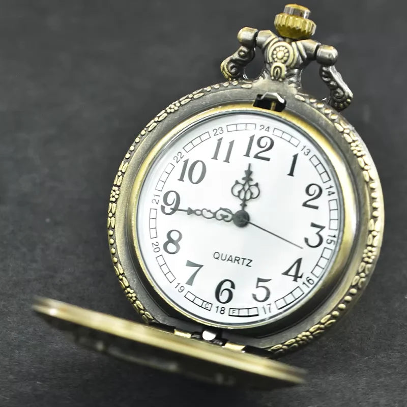 Retro Charm Neutral Handsome Fashion Dragon Carving Quartz Pocket Watch Steampunk Men's and Women's Necklace Pendant Gift