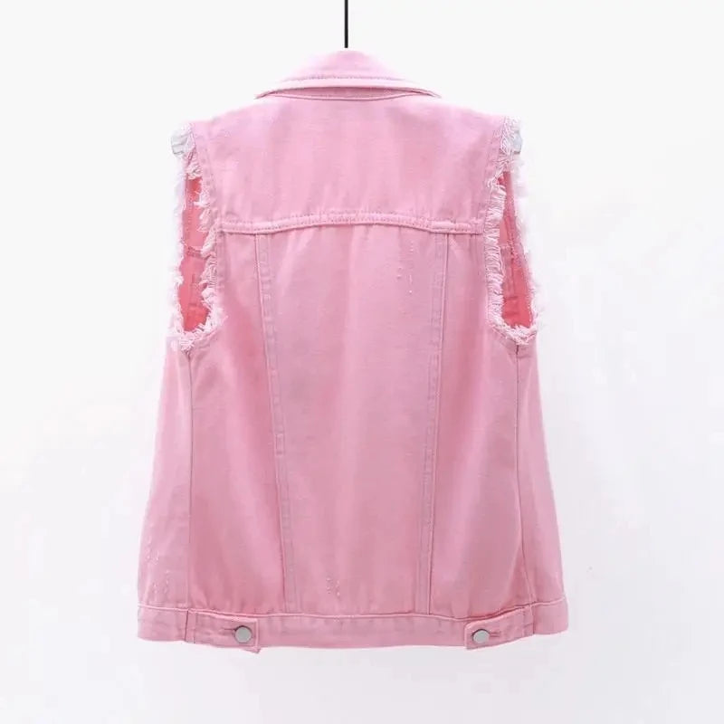 Mode Jeansweste Damen Cropped Frühling Sommer Ärmellose Tops Kurze Jacken Weste Top Oberbekleidung Jeans Cowboy Female