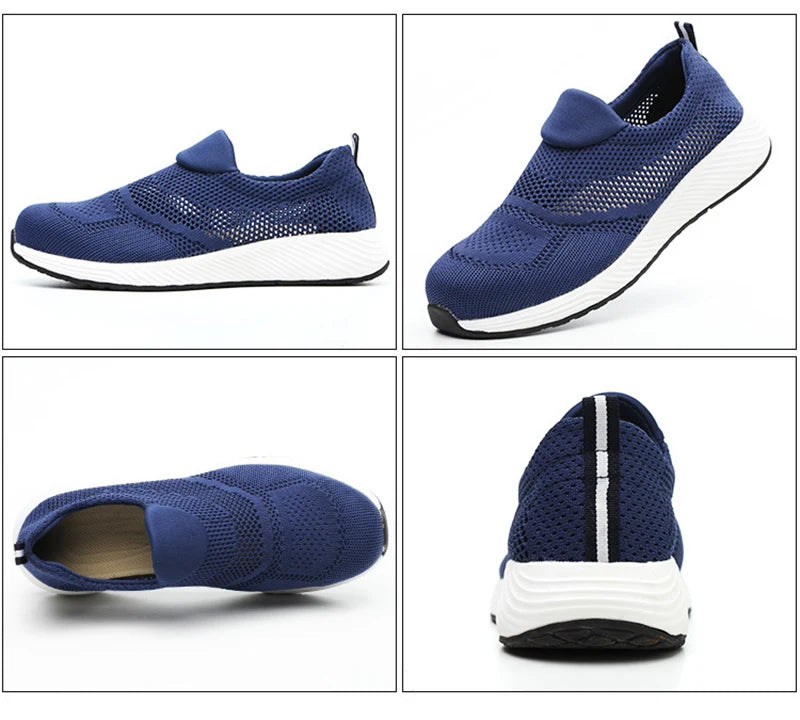 Sommer Mesh Leichte Arbeitssneaker Stahlkappe Schutzarbeitsschuhe Herren Damen Atmungsaktive Bauschuh Arbeitsstiefel Herren