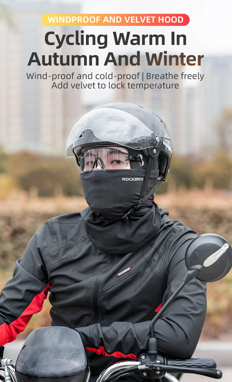 ROCKBROS Radmützen Vollgesichtsmaske Winter Atmungsaktiv Winddicht Fleece Fahrrad Halswärmer Schal Maske Skifahren Motorrad Fahrradmütze