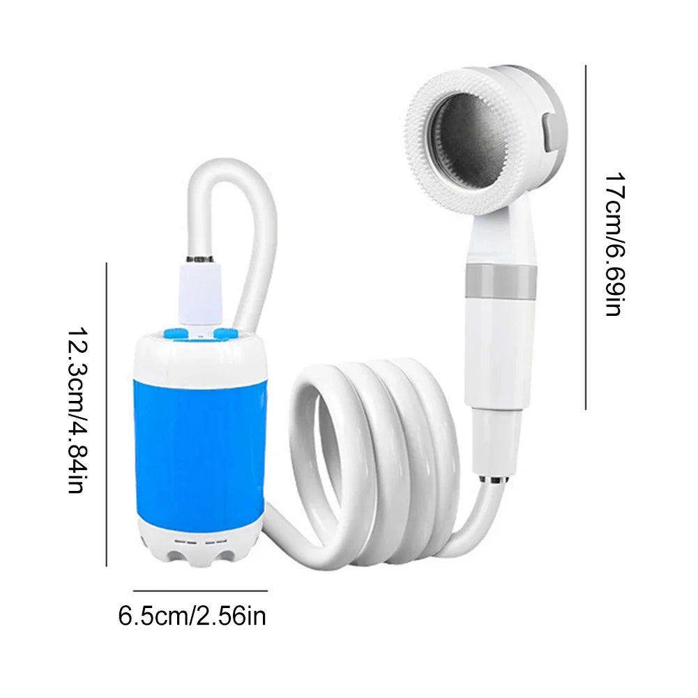Tragbare Campingdusche mit Digitalanzeige 4000mAh Verbesserte wiederaufladbare elektrische Duschpumpe Camping Strand Wohnheim