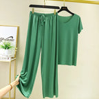 Zweiteiliges Set Damen Oberteil und Hose Sommer 2-teilige Sets Damen Outfits Urlaub 2026 neue Kollektion weite Hose elegant lässig