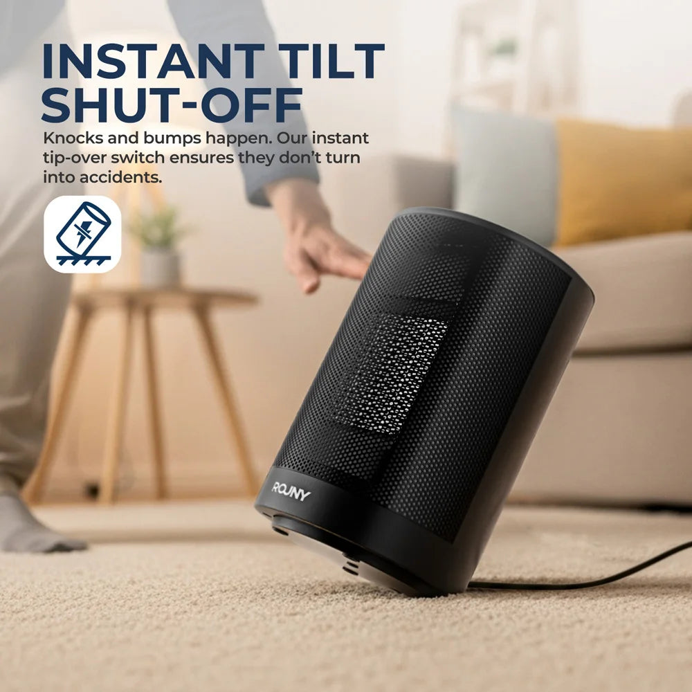 Tragbare elektrische Tischheizung, 80° oszillierend, 1200W PTC-Keramikheizlüfter für Schlafzimmer, Büro, Innenräume, Schwarz