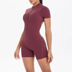 Reißverschluss Gym Jumpsuit Kurz Damen Yoga Sets Sport Outfits Weibliche Yoga Overalls Workout Kleidung Fitness Anzug Damen Trainingsanzug
