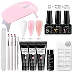 24-teiliges Set 20ml Poly Nail Extension Gel Kit Mini-UV-Lampe Versiegelung mit Basislack Überlack Professionelles Poly-UV-Nagelgel-Kit Starter-Kit