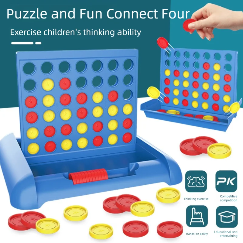 Klassisches 4-Gewinnt-Brettspiel, 4 in einer Reihe, 2 Spieler, Strategie-Puzzle-Spielzeug für Familien, Kinder, Erwachsene, robustes Kunststoffgitter-Set