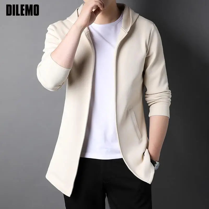 DILEMO Mäntel High End Neue Marke Designer Freizeitmode Koreanischer Stil Reißverschlussjacken für Herren Einfarbig Kapuze Herrenkleidung Hauptbild