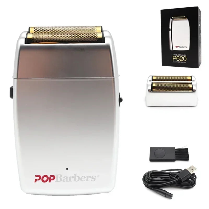 11000 U/min POP Barbers P620 Professioneller elektrischer Herren-Barttrimmer Doppelfolienrasierer Elektrorasierer USB-Haarschneidemaschine
