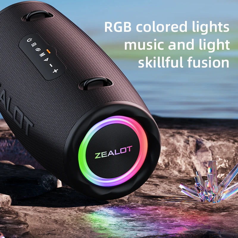 ZEALOT-S87 Outdoor Tragbarer kabelloser Bluetooth-Lautsprecher 80 W Hochleistungssubwoofer IPX6 Wasserdicht Camping