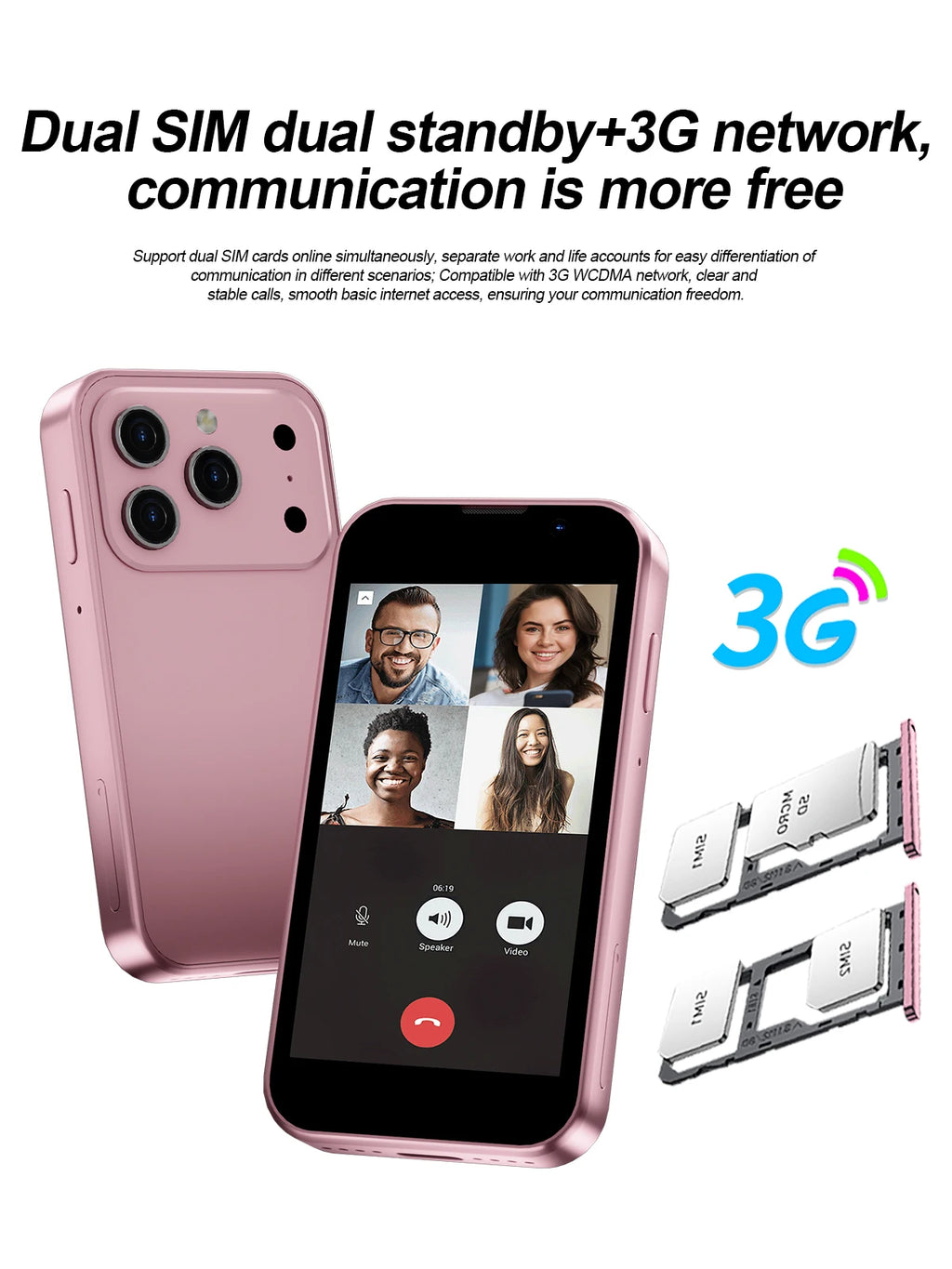 SERVO 17SE MINI 3G winziges Smartphone Android System Play Store 2GB+16GB WhatsApp GPS WiFi Dual-SIM 3.0" kleines intelligentes Handy