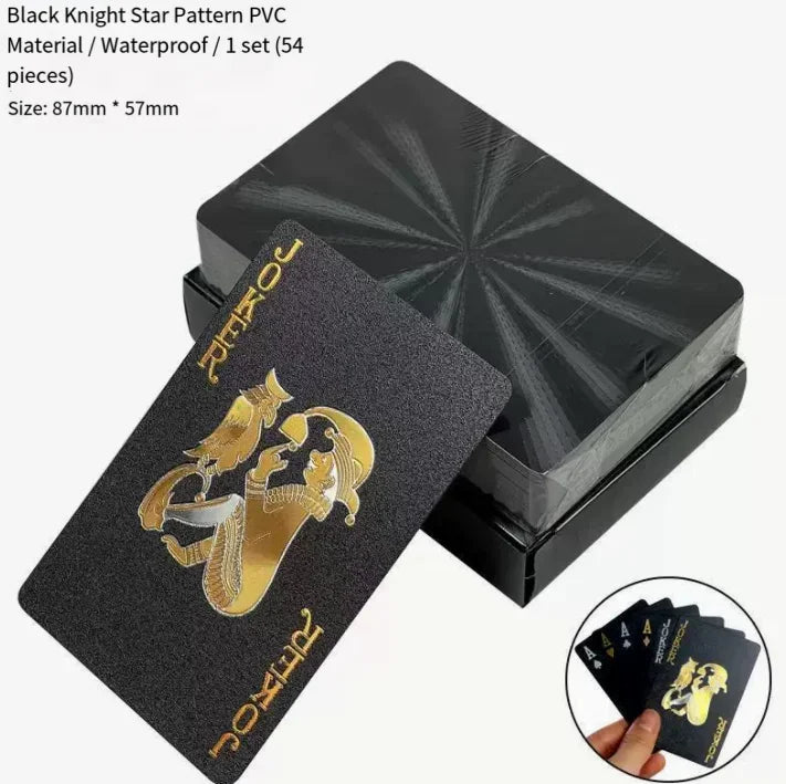 Brandneues 54-teiliges schwarz-goldenes Plastik-Spielkarten-Foliensatz Poker Magic Tool Party Tabletop Spiel