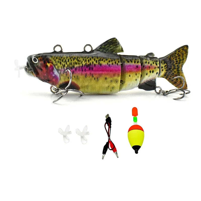 Automatischer Swimbait, elektrischer, robotergesteuerter Angelköder, 4-Segment, automatisch, mehrteiliger Köder, USB-wiederaufladbar, Wobbler, Pesca-Zubehör