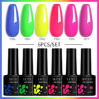 LILYCUTE 7ML 6PCS Neon Gel Nagellack Set fluoreszierend Farbwechsel Semi Permanent Soak Off Maniküre-Kit Nail Art Gel