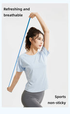STOUREG Damen Lockeres Mesh Sport T-Shirt Schnell Trocknend Kurzarm Yoga T-Shirt Pilates Laufen Sport Fitness Kurzarm
