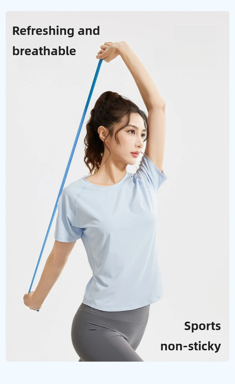 STOUREG Damen Lockeres Mesh Sport T-Shirt Schnell Trocknend Kurzarm Yoga T-Shirt Pilates Laufen Sport Fitness Kurzarm