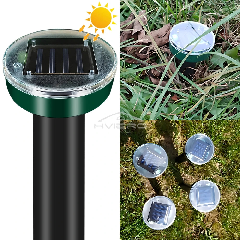 4/8X Solar-Vertreiber Solarbetrieben Ultraschall Sonic Maus Maulwurf Schädlings Nagetier Abwehr Vibrationswelle Garten Rasen Bauernhof Feld Außenbereich