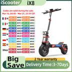 iScooter iX8 Erwachsenen Elektroroller 2400W Motor 48V20Ah Akku 12 Zoll Offroad-Luftreifen Faltbarer E-Scooter