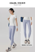Frühlings- und Sommer-Yoga-Kleidung, kurzärmlig, nackt, eng anliegend, Fitness-Kleidung für Damen, Outdoor-Laufen, Training, Sport-T-Shirt