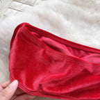 SINGREINY Weihnachten Erotische Dessous Anzüge Damen Trägerlos Eng Anliegend Kurze Nachtwäsche Mode Samt Schleife Sinnliche Unterwäsche Sets