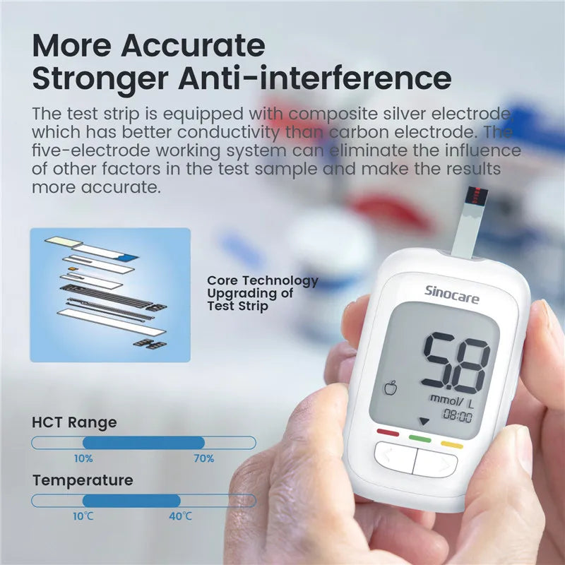 Sinocare Safe AQ pro Ⅰ Blutzuckermessgerät Glucometer Kit Diabetes Tester Medizinisches Blutzuckermessgerät oder nur Teststreifen Lanzetten