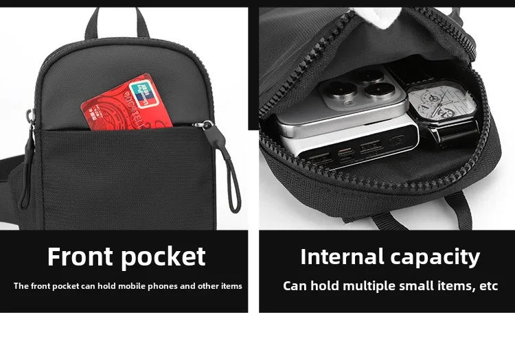 Men Waterproof Sling Chest Pack Fashion Small Black Crossbody Shoulder Zipper Bag Travel Workout Handbag Messanger Bag for Men