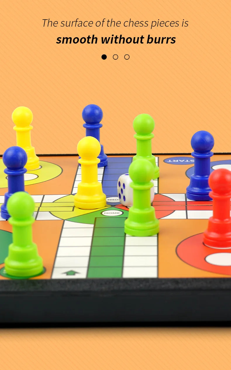 International Ludo Board Game for Kids: Portable Folding Chess Set, Educational Toy, Party Table Game for Elementary Students