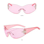 Neue Y2K Randlose Punk-Sonnenbrille Goggle Damen Herren Luxusmarke Wrap Around Sonnenbrille Fünf Sterne Eyewear Sport One Piece Shades