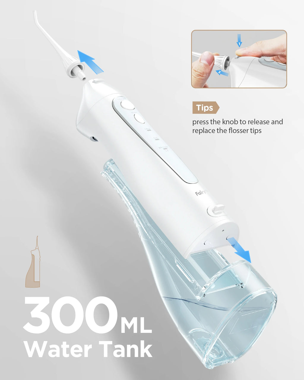 Fairywill Mundduschen Munddusche & elektrische Zahnbürste wiederaufladbar tragbar für Zähne wasserdichte Zahnreinigung