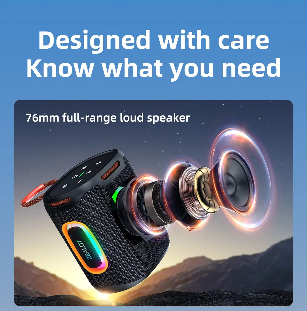 S122 25W Kabelloser Bluetooth-Lautsprecher Outdoor Tragbarer Mini Wasserdichter Lautsprecher mit Licht 6000mAh Akku Bass Boost für Outdoor