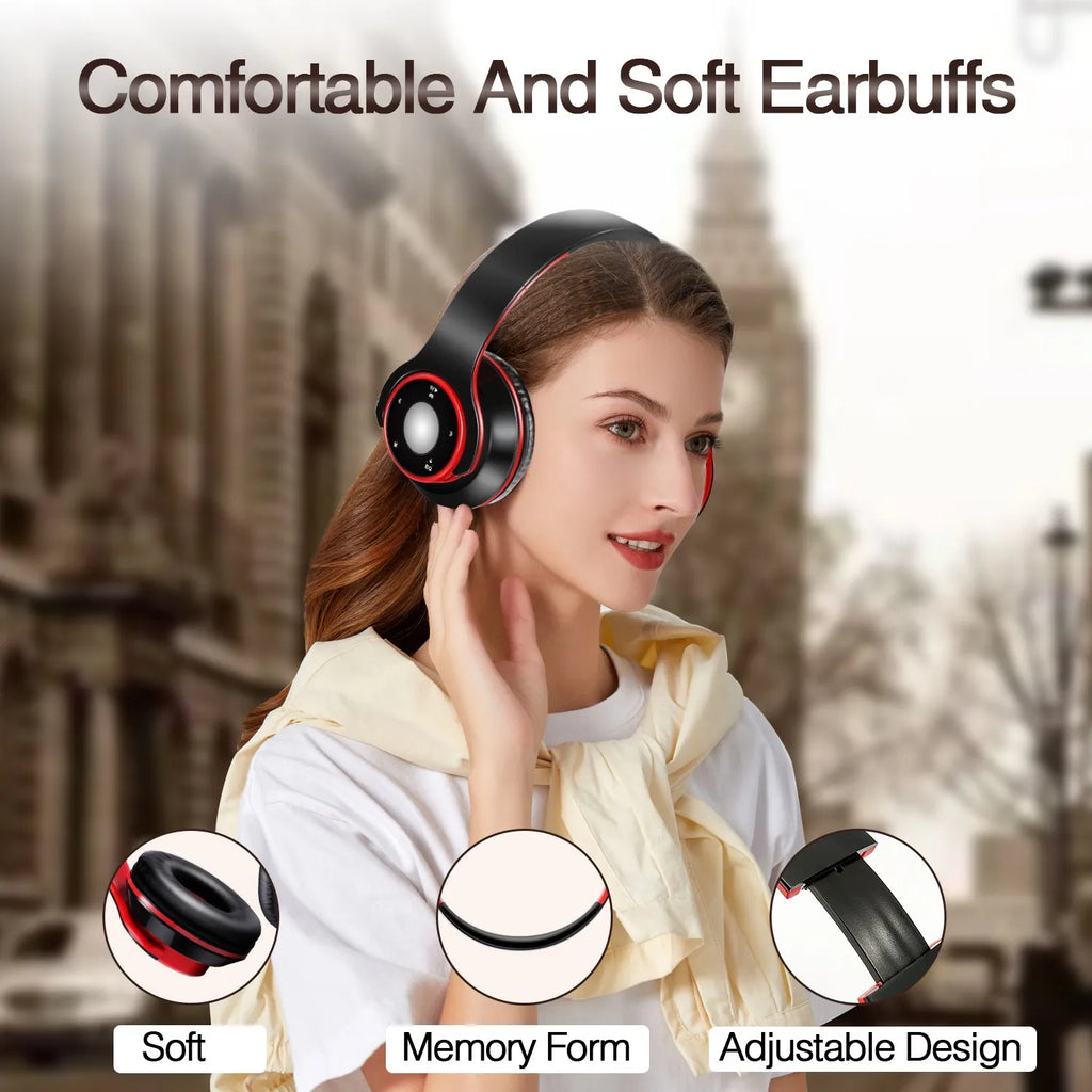 Bunter Stereo-Audio-MP3-Bluetooth-Kopfhörer, kabellos, mit SD-Kartenunterstützung und Mikrofon, 20 Stunden Wiedergabe