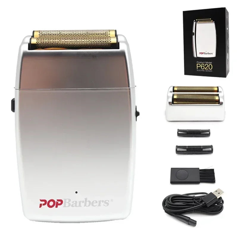 11000 U/min POP Barbers P620 Professioneller elektrischer Herren-Barttrimmer Doppelfolienrasierer Elektrorasierer USB-Haarschneidemaschine