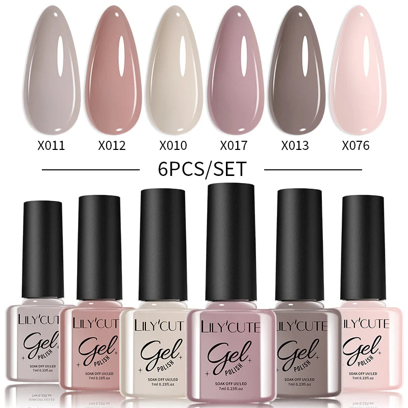 LILYCUTE 6PCS Gel-Nagellack-Set Sommer Neon Nagellack-Gel-Kits für DIY Nagel Semi-Permanenter UV-Lampe Gellack Nagellack-Set
