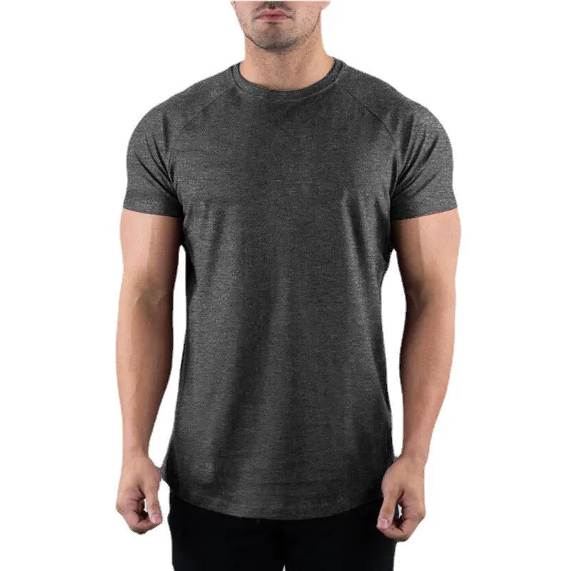 Herren Sommer Fitness Einfarbiges Gym T-Shirt Bekleidung Rundhals Kurzarm T-Shirt Baumwolle Slim Fit T-Shirt Bodybuilding Workout T-Shirts Oberteile
