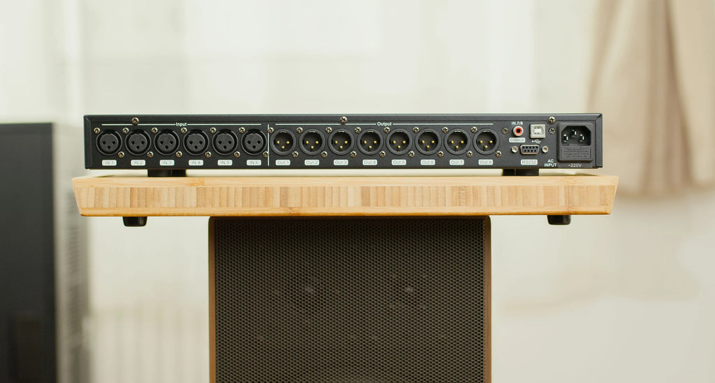 Paulkitson A808 Prozessor Digitaler professioneller Audioprozessor 8 In 8 Out 32Bit DSP 7-Band EQ Equalizer WIFI USB Ohne Rauschen