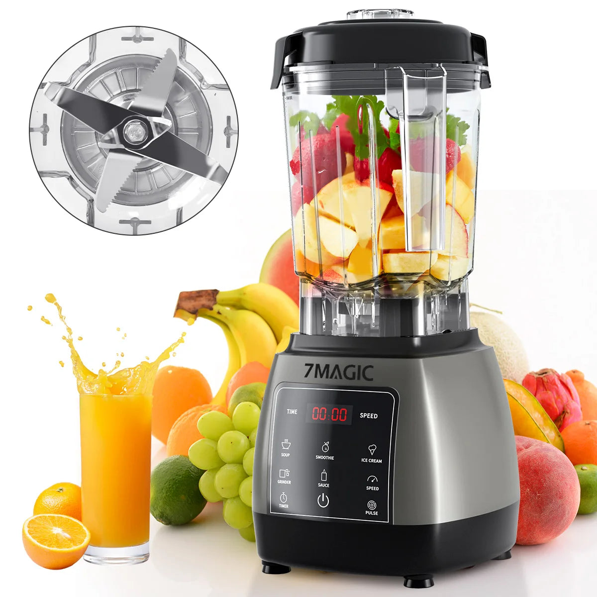 2000W Hochleistungs-Timer-Mixer Entsafter Obst-Küchenmaschine Eis Smoothies BPA-freier 2L Behälter Hauptbild