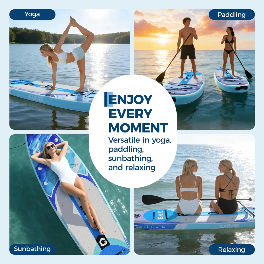 Aufblasbares Stand-Up Paddleboard Komplettset mit verstellbarem Paddel/Handpumpe für Wassersport und Surfen im Freien